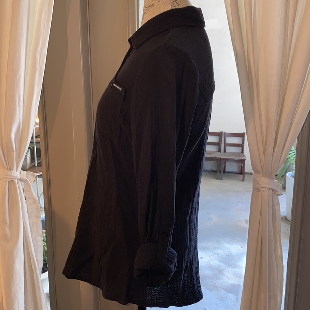 Calvin Klein Jeans black longsleeve button up collar shirt soft comfy top Small‌ - Picture 6 of 8